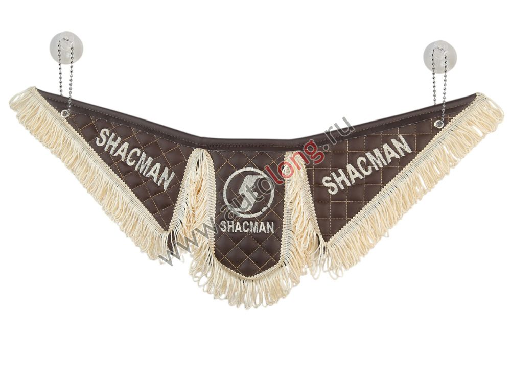 Вымпел автомобильный Тройной SHACMAN (экокожа с вышивкой) коричневая кожа и бежевая бахрома (11921) Вымпел автомобильный Тройной SHACMAN (экокожа с вышивкой) коричневая кожа и бежевая бахрома (11921)