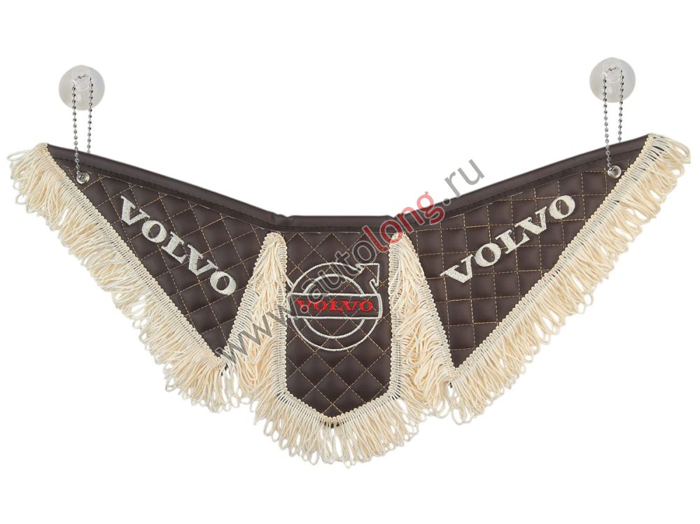 Вымпел автомобильный Тройной VOLVO (экокожа с вышивкой) коричневая кожа и бежевая бахрома (11909) Вымпел автомобильный Тройной VOLVO (экокожа с вышивкой) коричневая кожа и бежевая бахрома (11909)