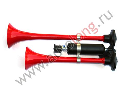 Сигнал Нi-Do 380 2-х рожковый с ресивером (красный) 47 см.