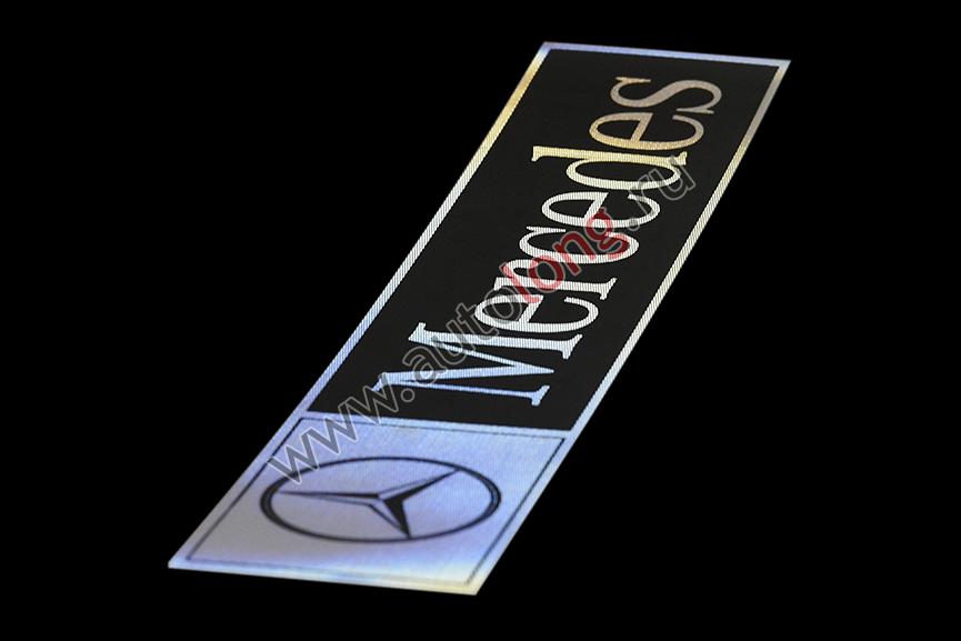 Наклейка светоотражающая MERCEDES эмблема, Левый, Полоски, Черный (407*86mm)