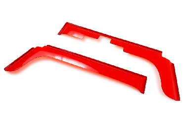 Дефлекторы окон на КАМАЗ ЕВРО накладные (малый угол) Красные