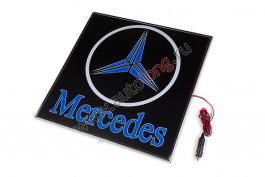 Табличка светящаяся в спальник MERCEDES- Лого (24V) Синий 40х48
