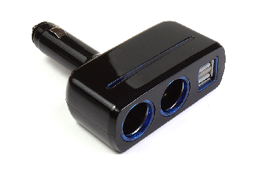 Разветвитель прикуривателя 2-х фазный   2 USB с подсветкой, поворотный