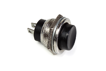 Выключатель- кнопка металл 220V 2A(2с)(ON)-OFF 16,2 черная (RWD-306).