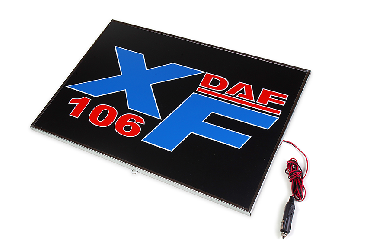Табличка светящаяся в спальник DAF XF 106 (24V)  Сине-Красный 48х48