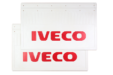 Брызговики (белая резина) задние IVECO (с красной надписью) 600х370