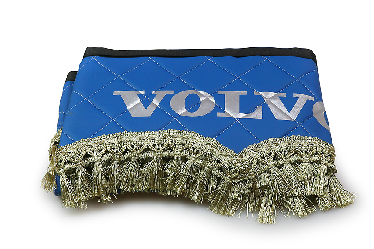 Ламбрекен лобового стекла и угол VOLVO эко-кожа (Синий с золотой бахромой)
