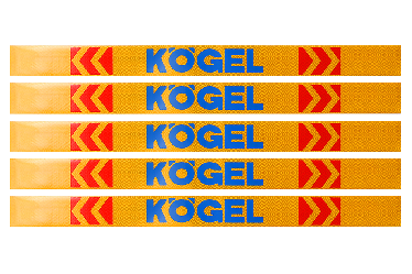 Наклейка Лента желтая светоотражающая KOGEL (синяя надпись), 0,65м (комплект из 4 шт.)