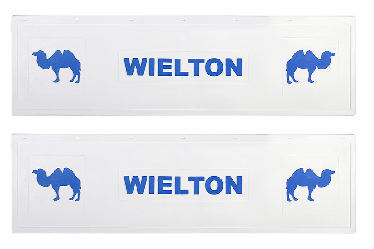 Брызговик длинномер из 2-х частей 1200*350 (белая резина) WIELTON   Верблюд LUX (Синяя надпись)