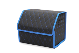 Органайзер автомобильный в багажник из эко кожи FOR CARS (р-р S 40*31*31 см) двойной ромб (черный/синяя н/синий к)