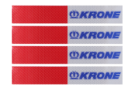 Наклейка Лента светоотражающая KRONE красно-белая (синяя надпись) 30х5 см (комплект 4 шт.)