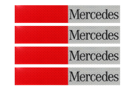 Наклейка Лента светоотражающая MERCEDES красно-белая (черная надпись) 30х5 см (комплект 4 шт.)