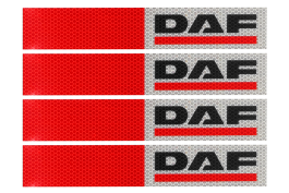 Наклейка Лента светоотражающая DAF красно-белая (черная надпись) 30*5 см (комплект 4 шт.)