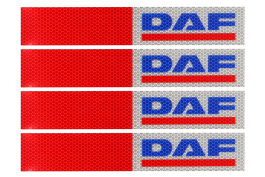 Наклейка Лента светоотражающая DAF красно-белая (синяя надпись) 30х5 см (комплект 4 шт.)