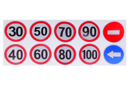 Наклейка на авто светоотражающая Ограничение скорости 30-100 и кирпич-стрелка