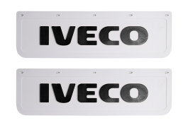Брызговики задние IVECO белая резина LUX (черная надпись) 600*180 