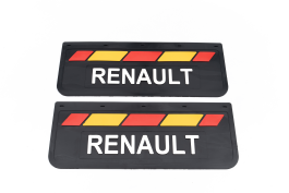 Брызговики задние грузовые RENAULT черная резина LUX PRO с белой надписью и красно-желтой полосой 670*270