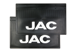 Брызговики задние JAC черная резина LUX с белой надписью 600*370
