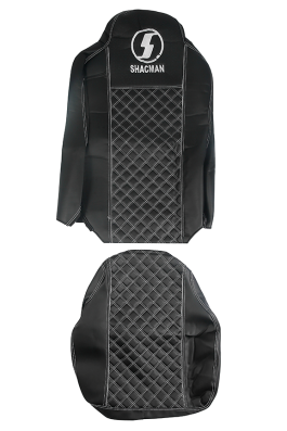 Чехлы на сиденья SHACMAN X3000, X5000 от 2023г (SH04) кожа/кожа, черная кожа и черная перфорация, бел отстрочка (премиум)
