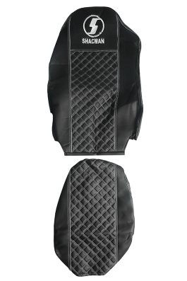 Чехлы на сиденья SHACMAN X6000 (SH05) кожа/кожа, черная кожа и черная перфорация, белая отстрочка (премиум)