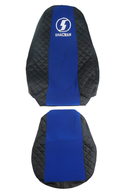 Чехлы на сиденья SHACMAN F3000 (SH03) черная кожа и синий велюр (премиум) 11121