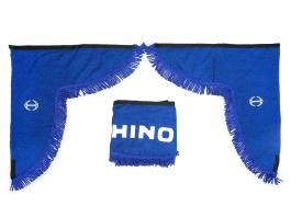 Ламбрекен лобового стекла и угол HINO (Синий с синей бахромой)