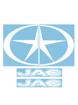 Наклейки автомобильные JAC (вырезанные) Белые (45х34 см), комплект на две стороны
