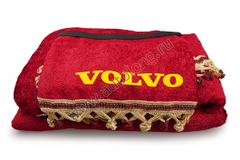 Шторы комплект на VOLVO VNL-670 Красные (шторы на лобовое и спальник, ламбрекен на лобовое и спальник)