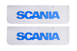 Брызговики задние SCANIA белая резина LUX (синяя надпись) 600*180 Брызговики задние SCANIA белая резина LUX (синяя надпись) 600*180
